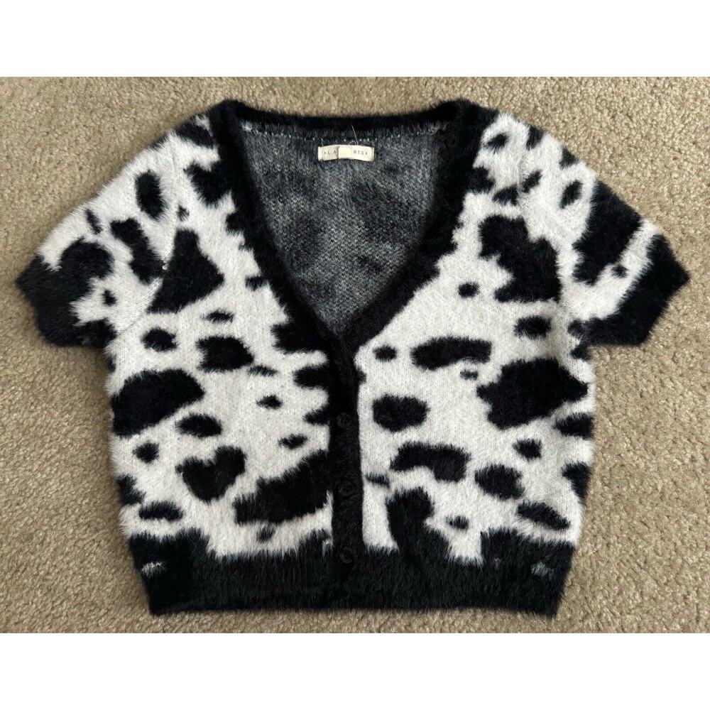 LA Hearts Cow Print Super Soft Crop Cardigan Girls Size Small New
